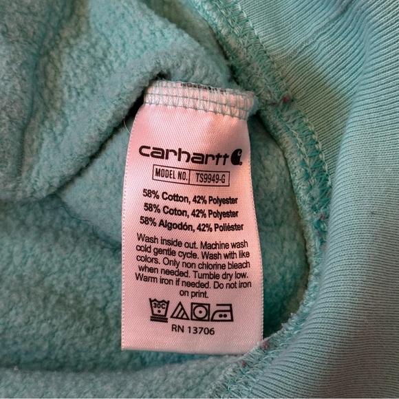 Carhartt Girl’s Teal Hooded Sweatshirt with Front Pocket Size Small (8) - Picture 10 of 13